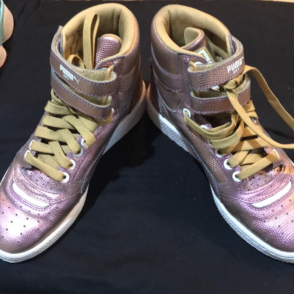 YOUTH girl high top pumas size 3 - Picture 2 of 2